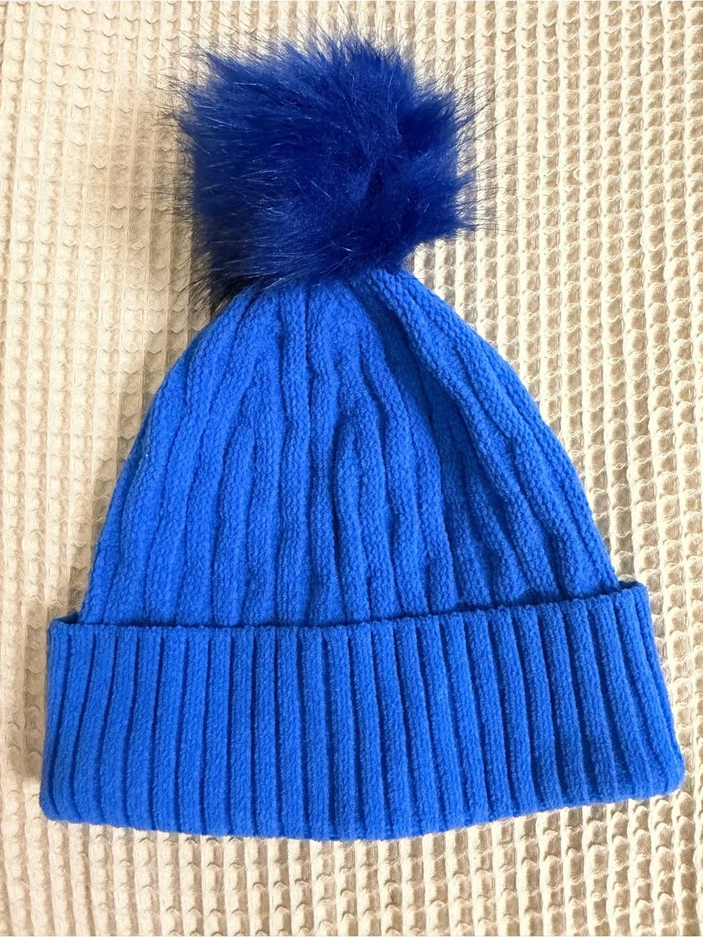 NWOT New Lululemon Womens Cable Knit Pom Beanie Blazer Blue Tone